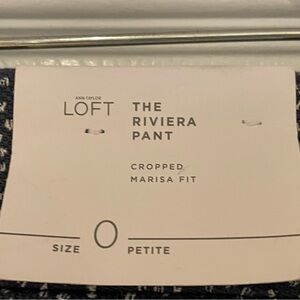 LOFT Navy and White Patterned Cropped Pants